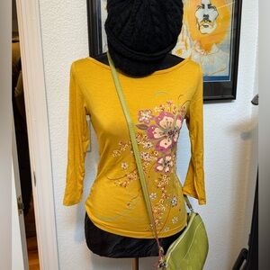 | Whimsical mustard yellow crop top y2k deadstock |
